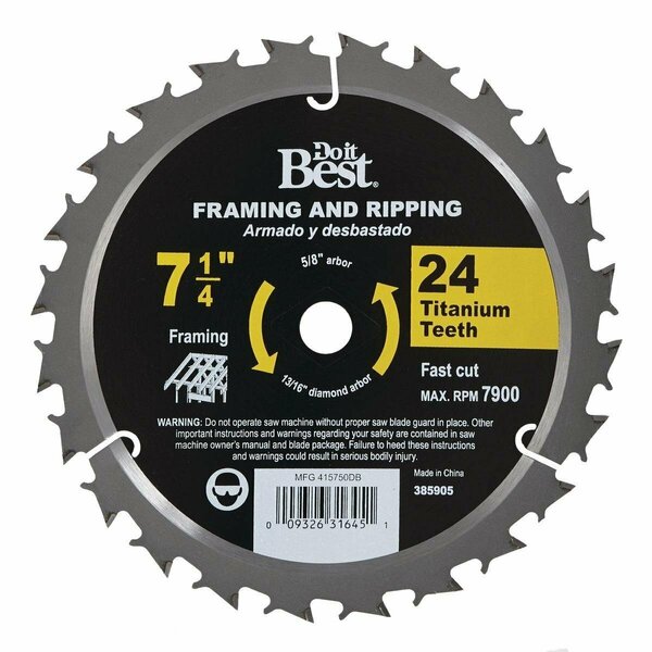 All-Source Professional 7-1/4 In. 24-Tooth Framing & Ripping Circular Saw Blade, Bulk 415750DB